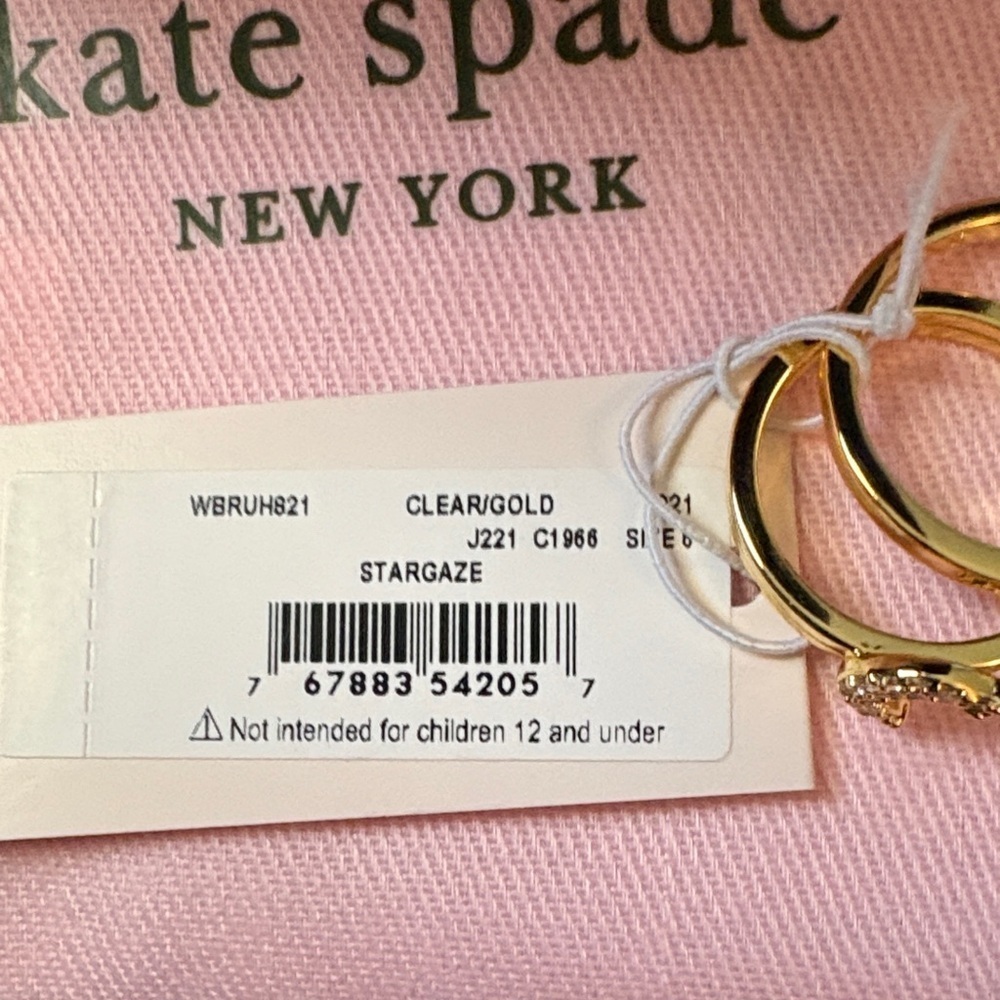 Kate Spade Gold and Pearl Starburst Ring Set- 3 separate rings that stack - Picture 3 of 8